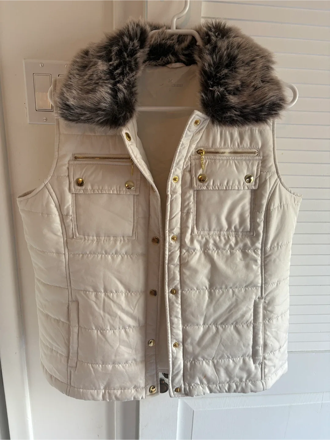 Princess Cruises White Faux Fur Vest Large