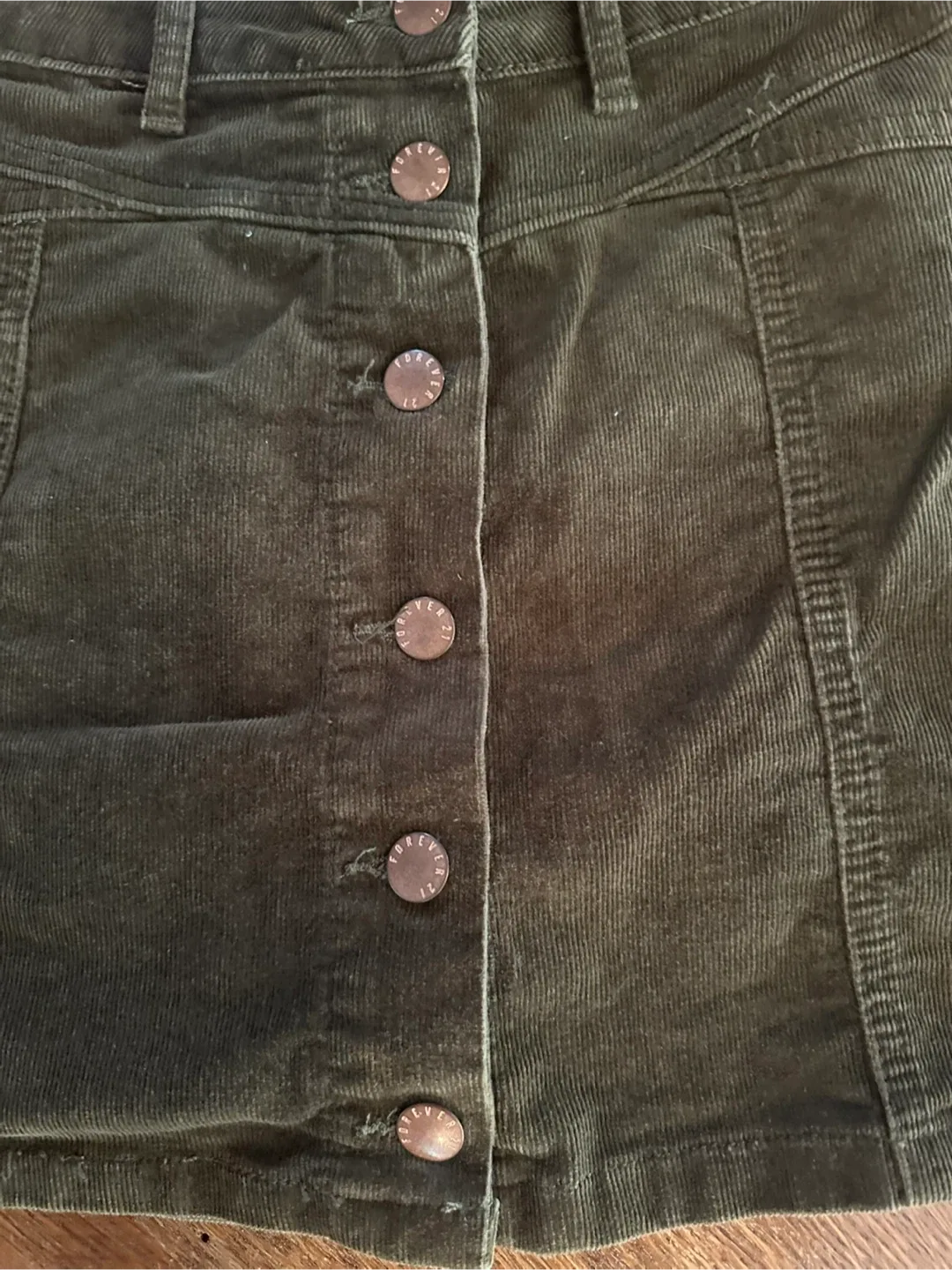 Olive Green Corduroy Mini Skirt image indicator(4)