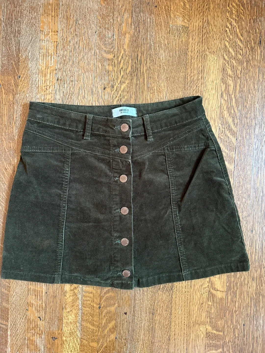 Olive Green Corduroy Mini Skirt