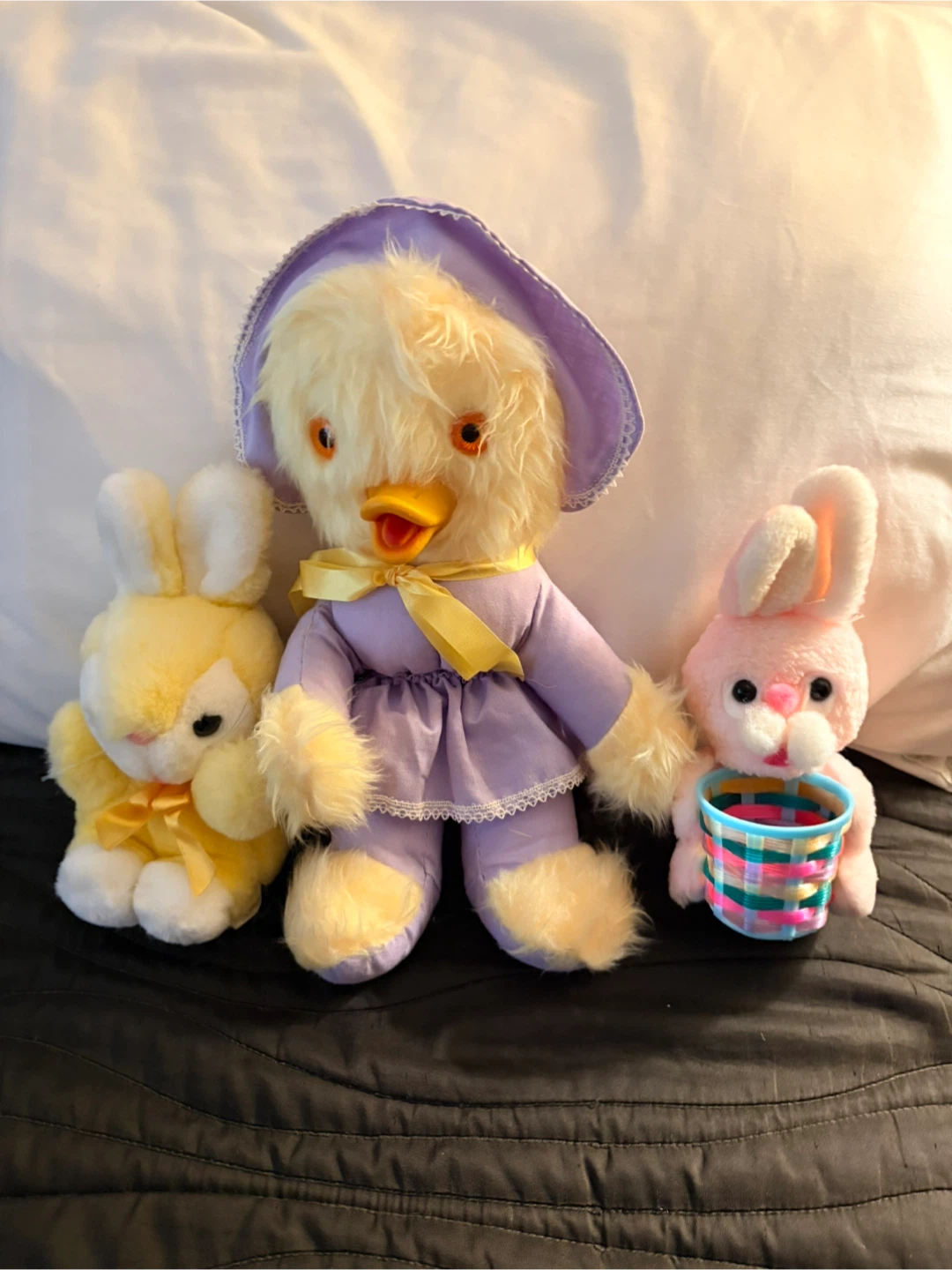 Vintage Plush Easter Toys - Duck and Bunnies