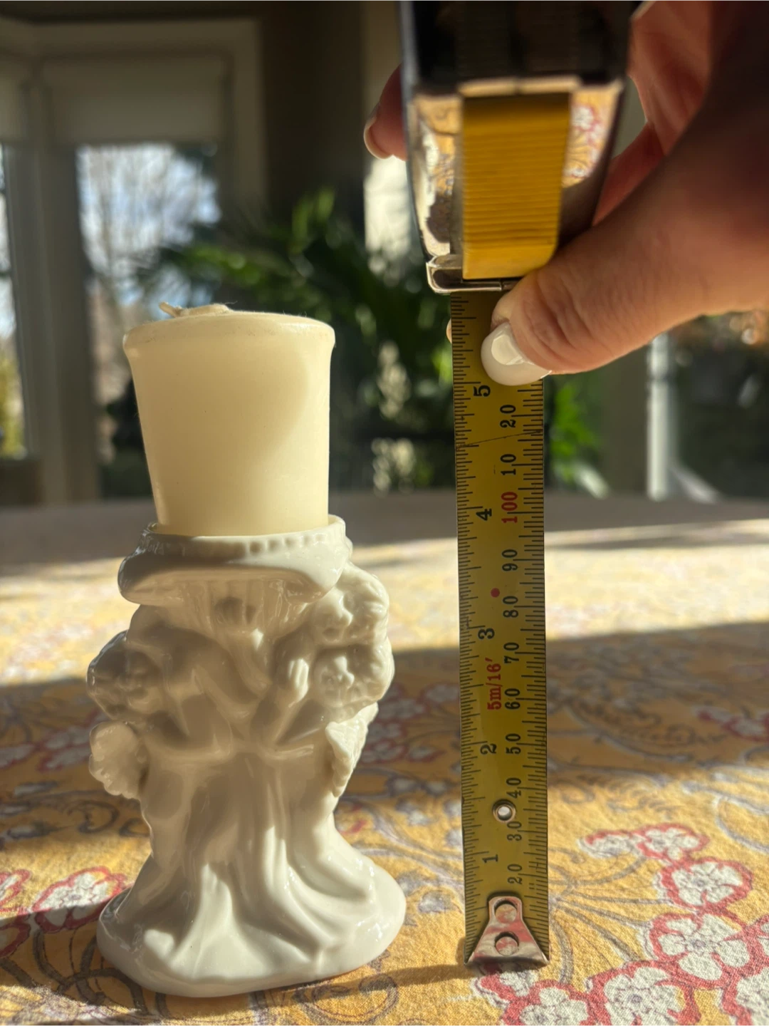 White Ceramic Cherub Candle Holder - photo 4