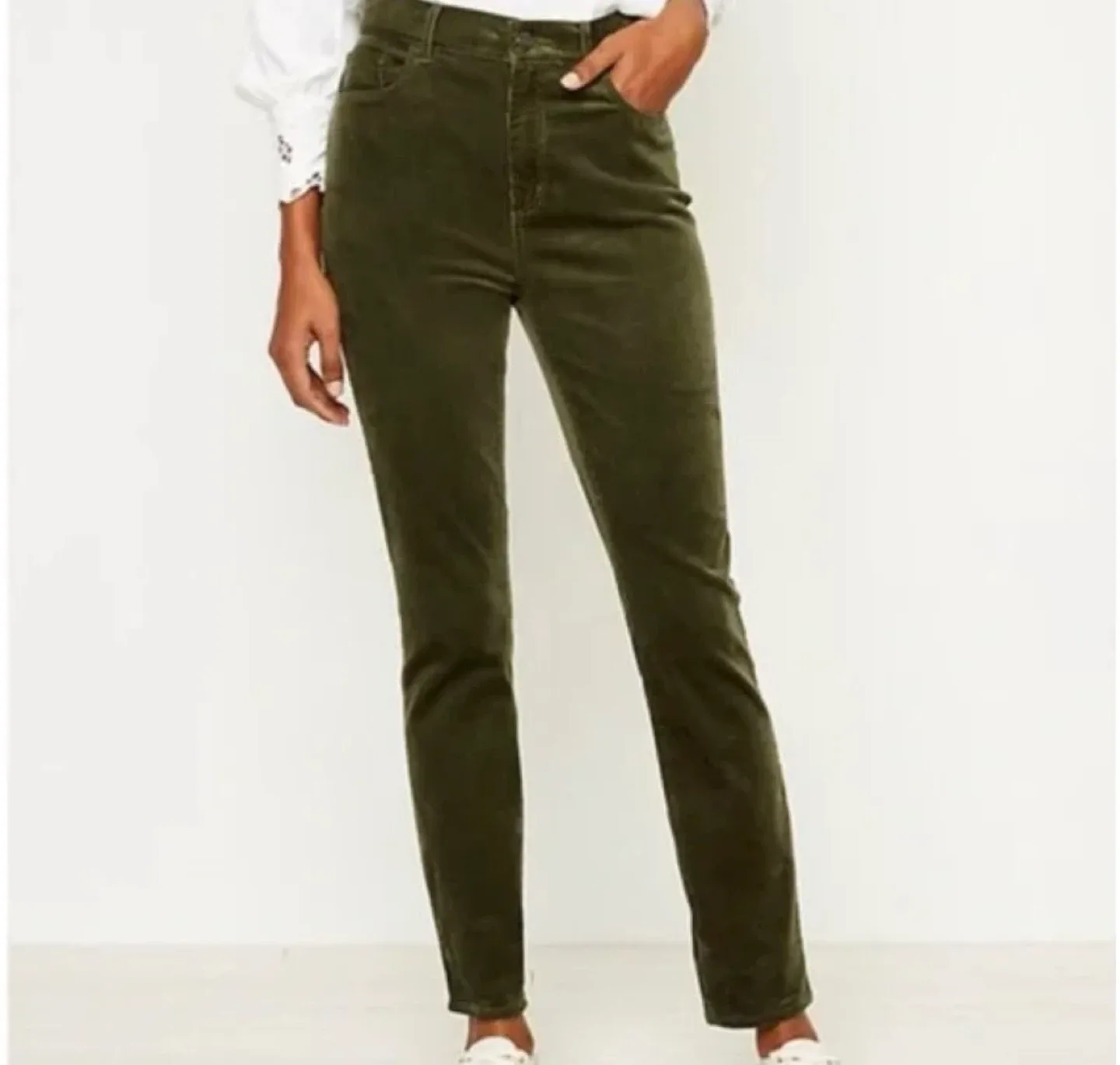 LOFT Olive Green Corduroy Curvy Boot Pants - Size 0/25 image indicator(3)