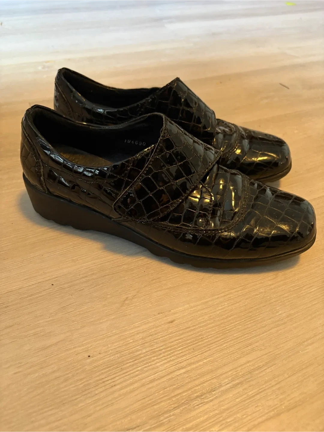 Josef Seibel Black Patent Leather Loafers Size 41