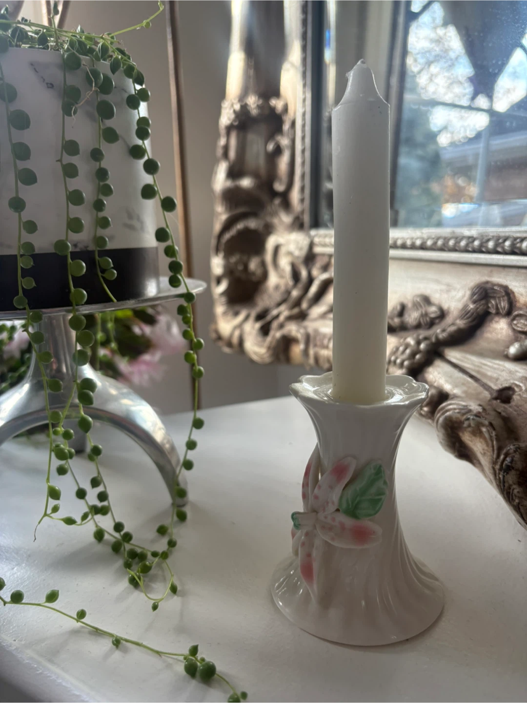 Vintage - Ceramic Candle Holder with Floral Design - photo 2