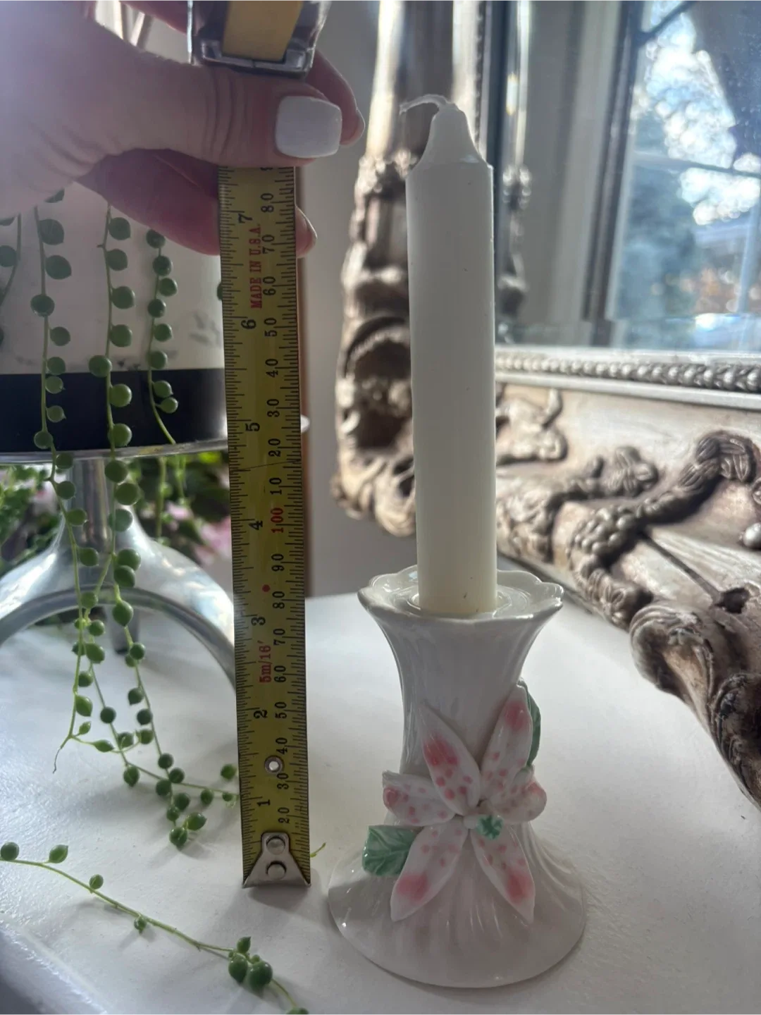 Vintage - Ceramic Candle Holder with Floral Design image indicator(4)