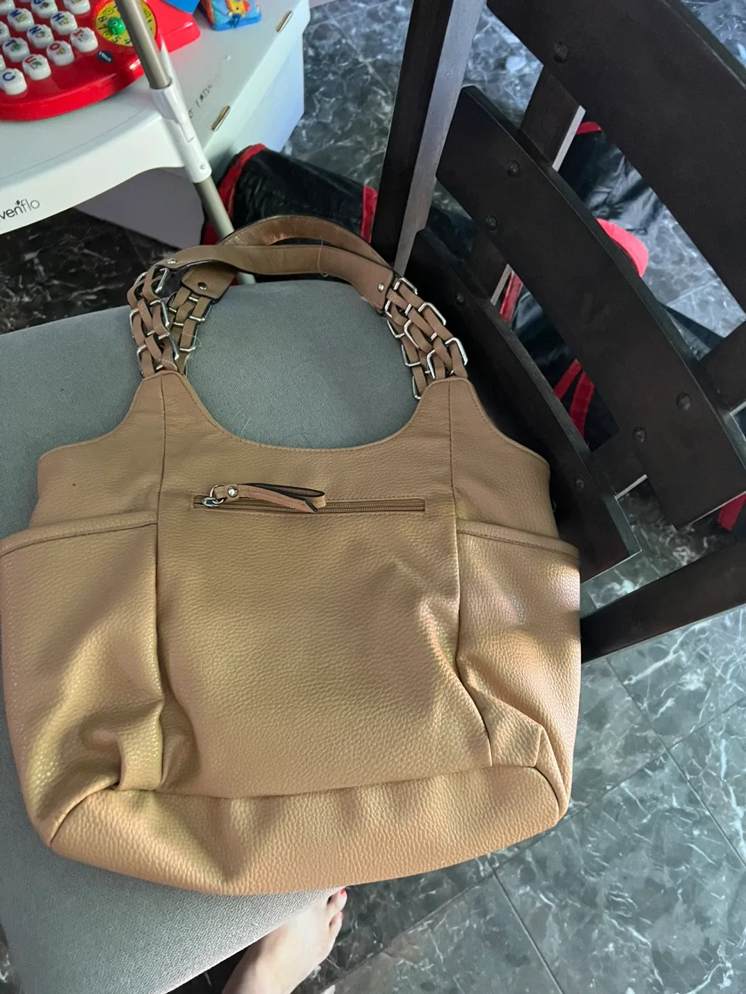 Nicole Miller Beige Chain Shoulder Bag image indicator(2)