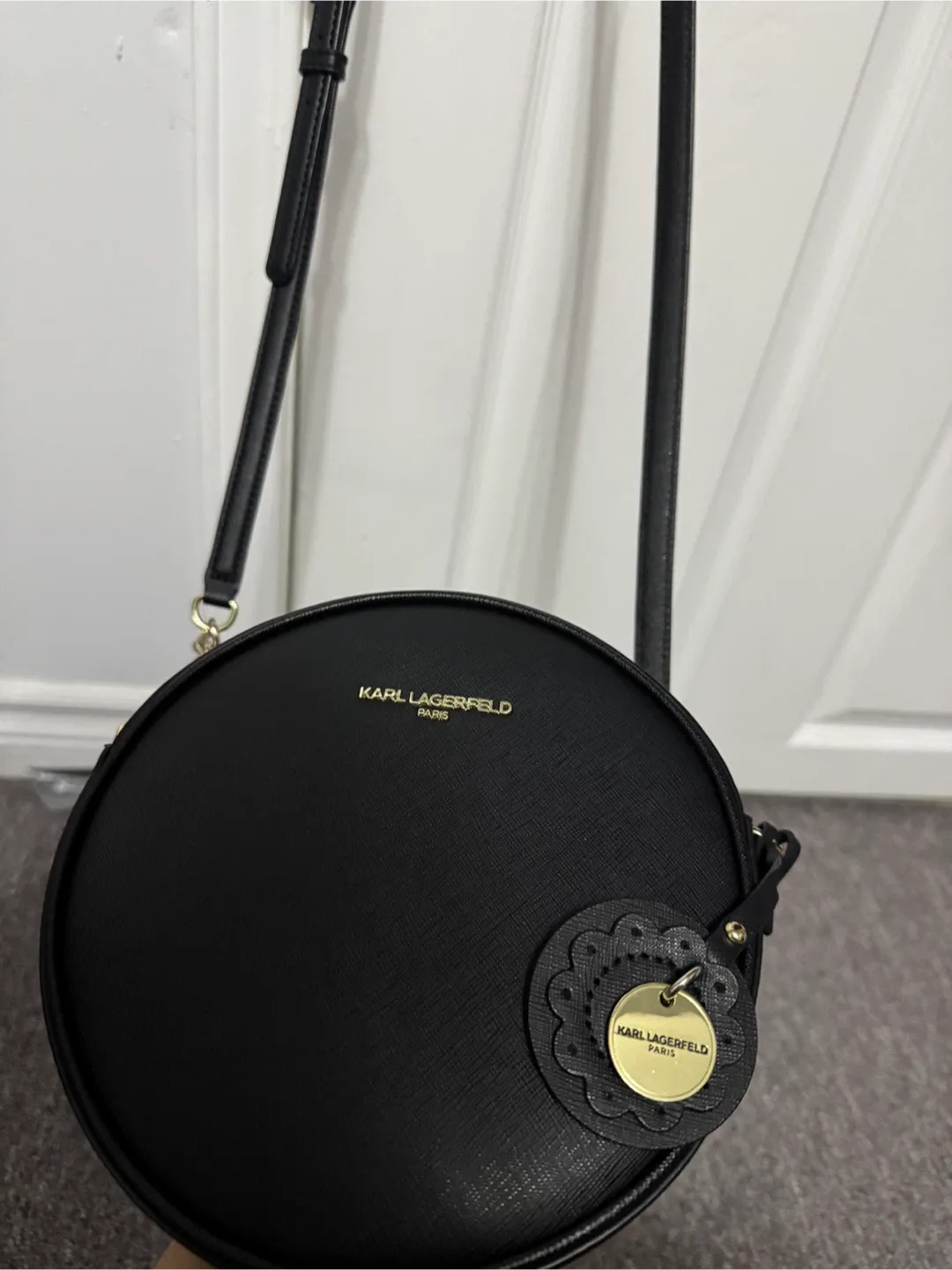 Karl Lagerfeld Paris Black Round Crossbody Bag