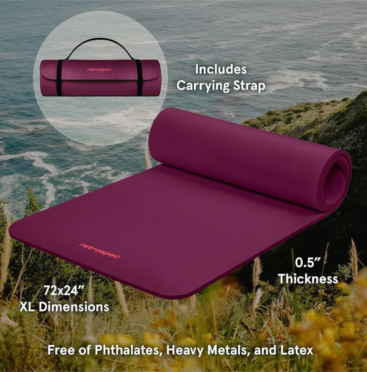Move out sale: New Retrospec Burgundy Yoga Mat XL image indicator(2)