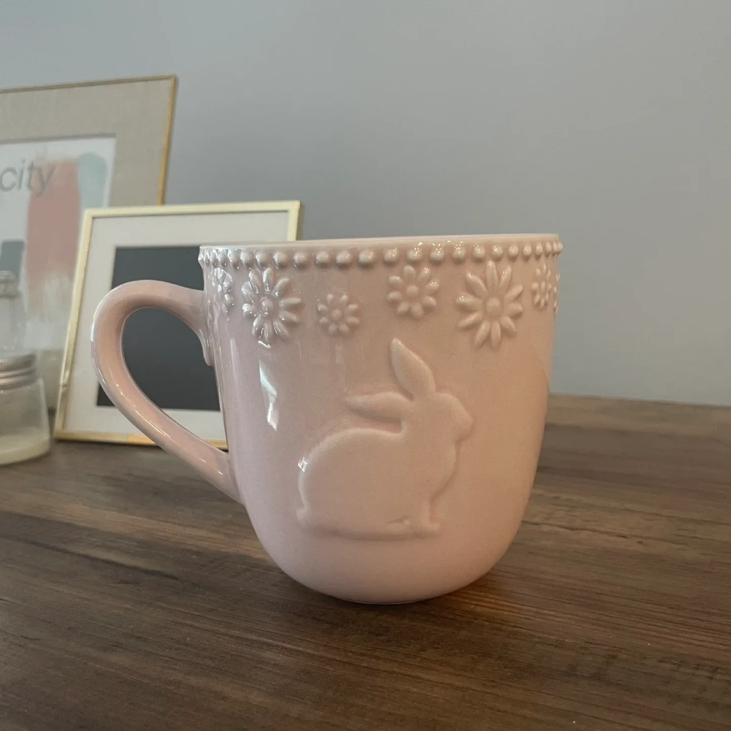 Pink Bunny Stoneware Mug