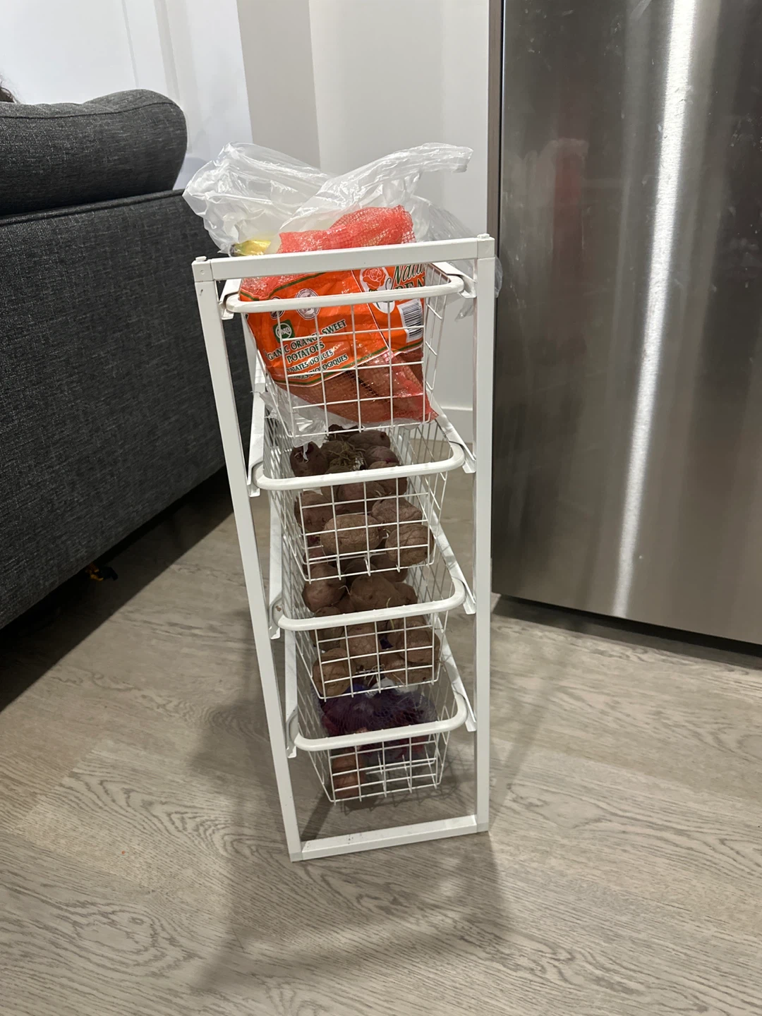 White 4-Tier Wire Basket Rolling Cart - photo 2