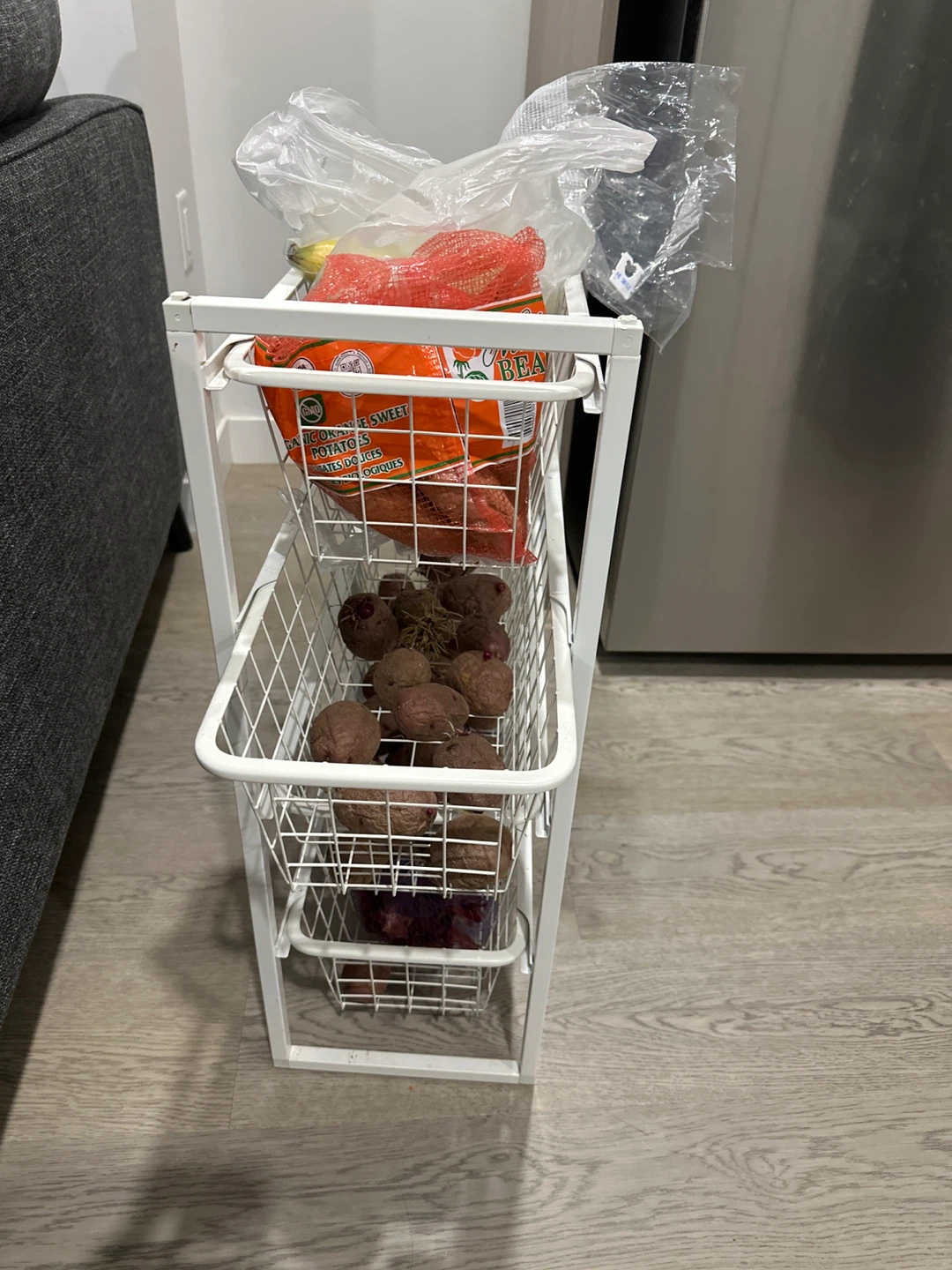 White 4-Tier Wire Basket Rolling Cart - photo 4
