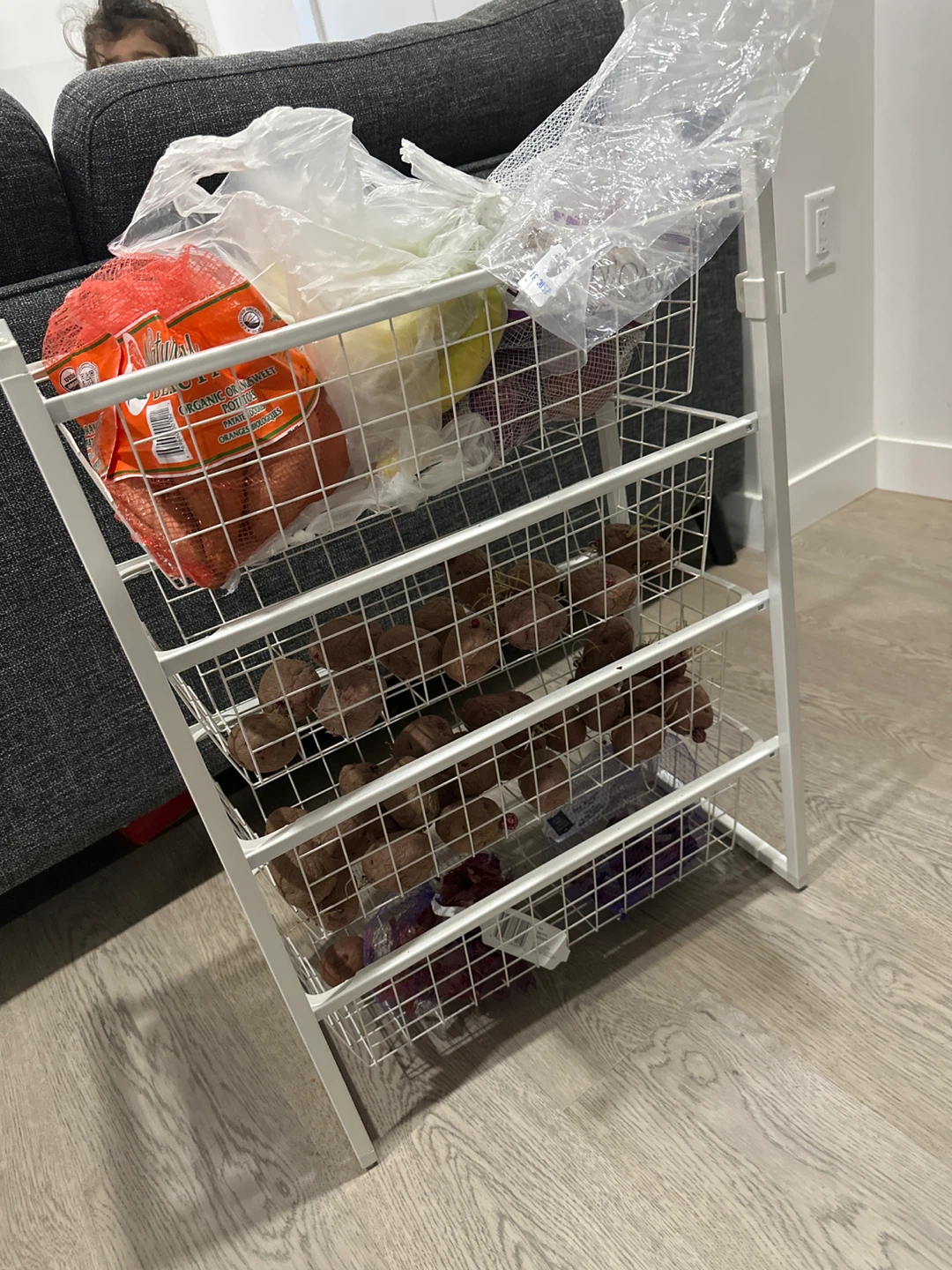 White 4-Tier Wire Basket Rolling Cart - photo 3