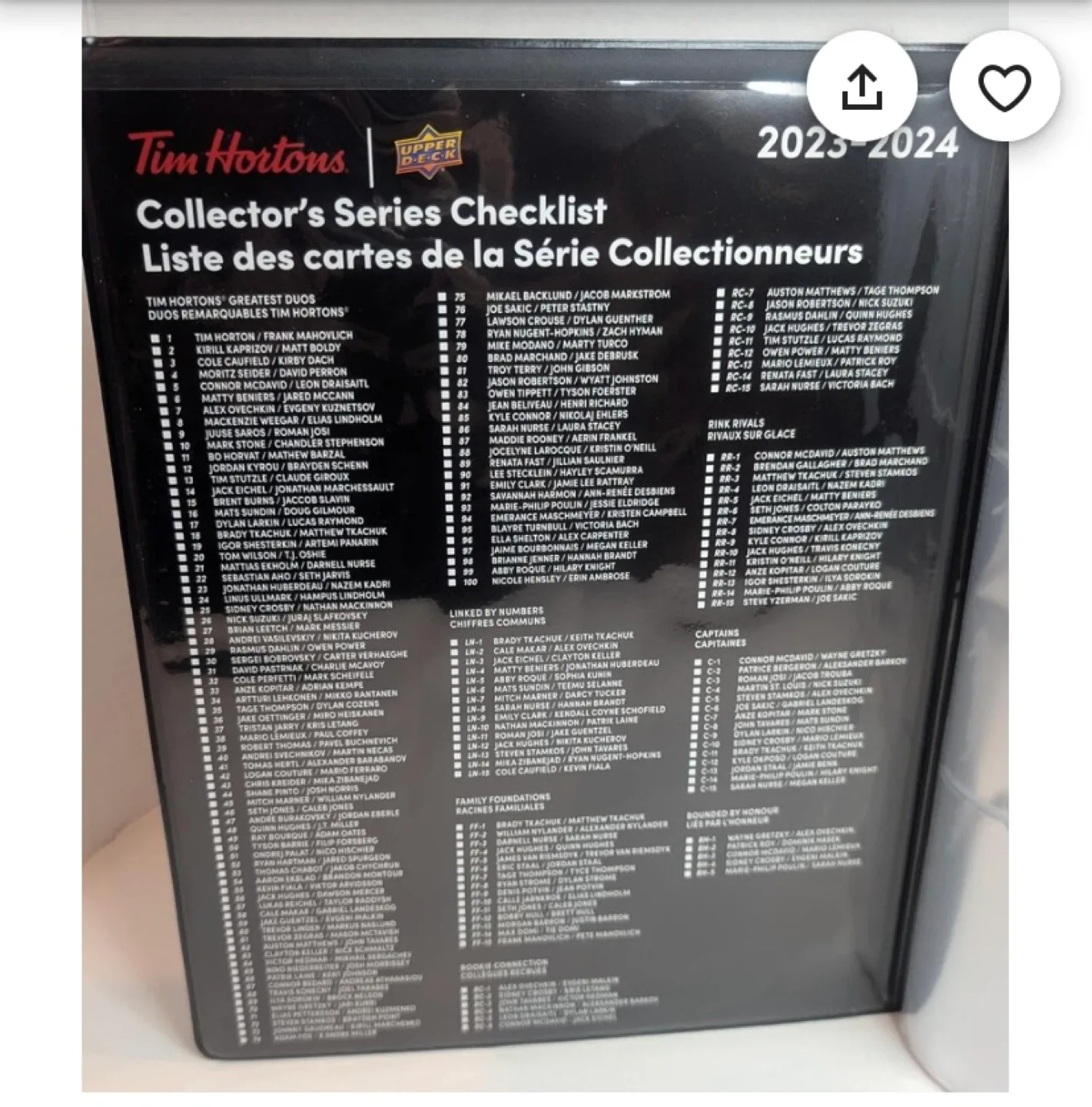 Tim Hortons Upper Deck Collector's Series Checklist Binder image indicator(5)