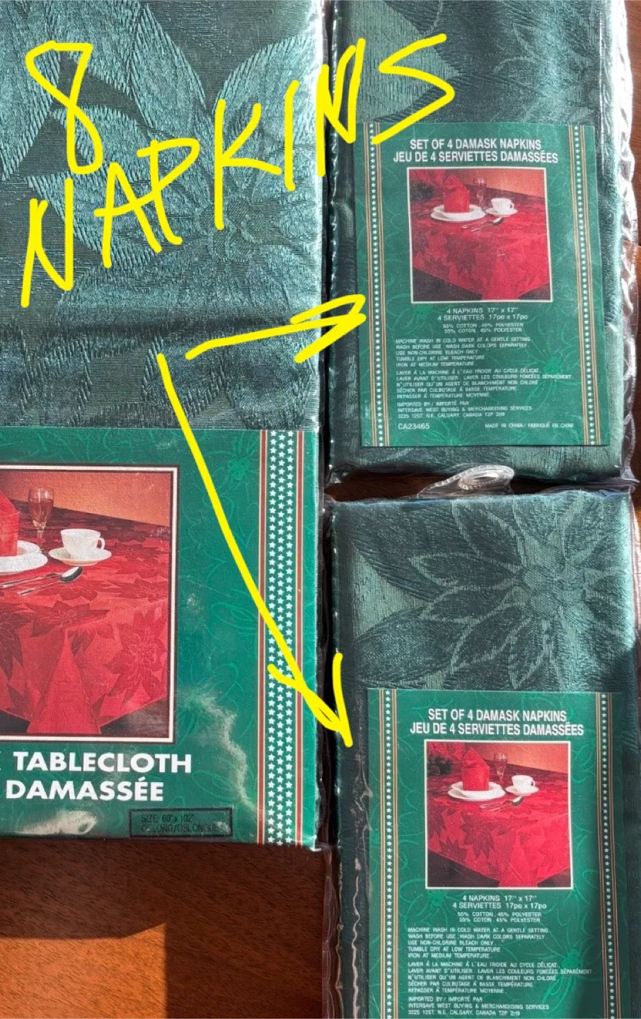 NEW Tablecloth & Napkins Damask 60"x102" with 8 Napkins Set image indicator(3)