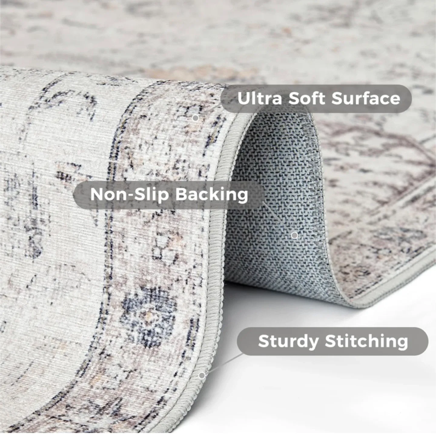 New 4x6 Area Rug Washable Grey Multi image indicator(2)