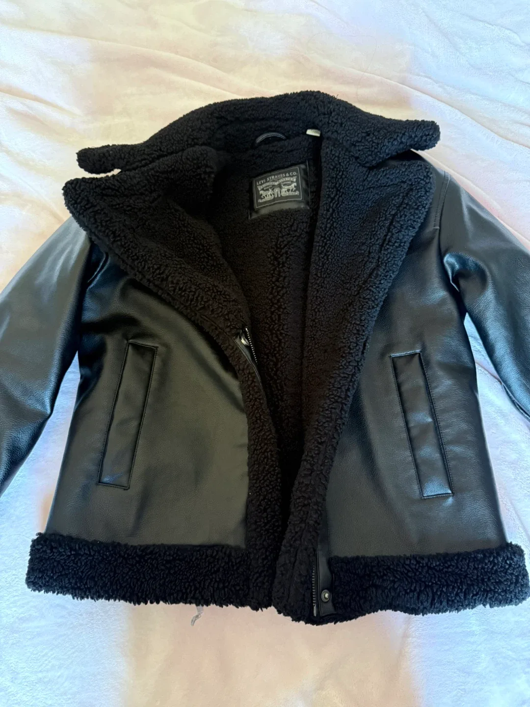 Levi's Black Faux Leather Sherpa Jacket