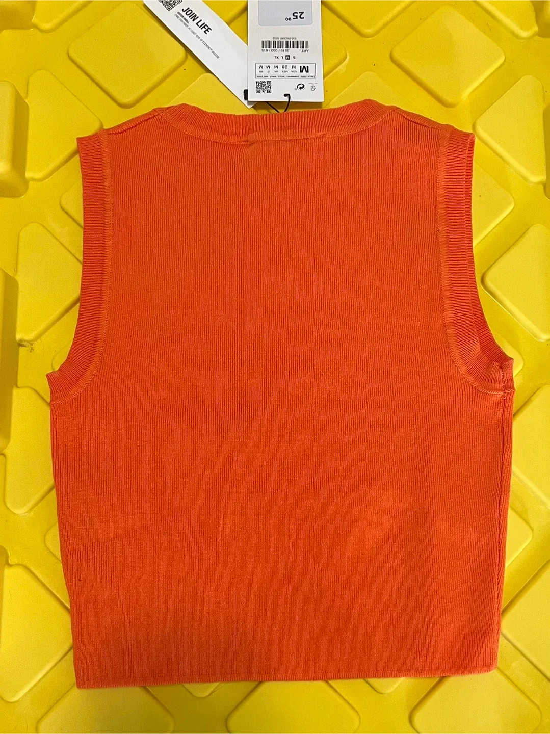 Zara Orange Ribbed Knit Top - Size M image indicator(2)