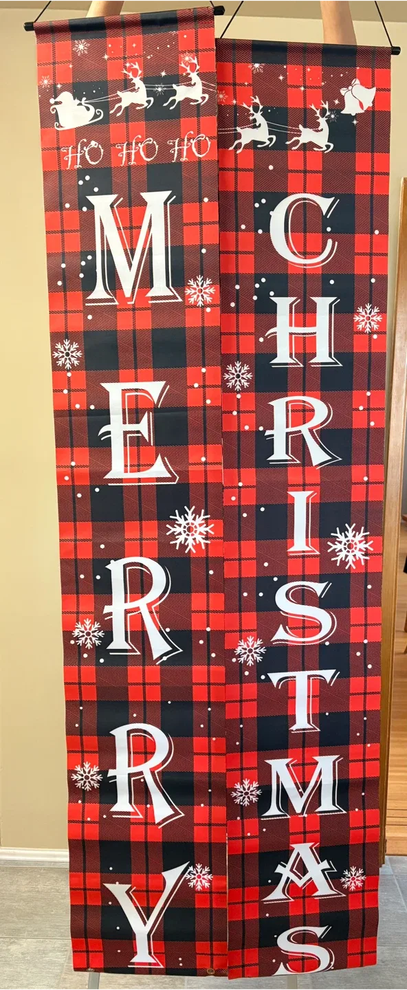 Merry Christmas Door Banner - Red & Black image indicator(2)