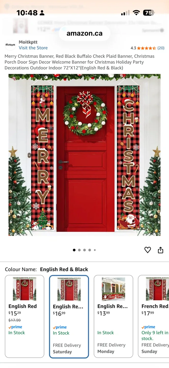 Merry Christmas Door Banner - Red & Black