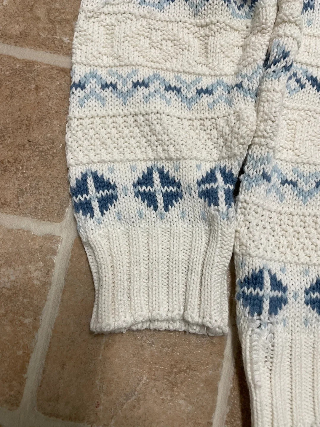 METRO Cream & Blue Patterned Sweater image indicator(6)