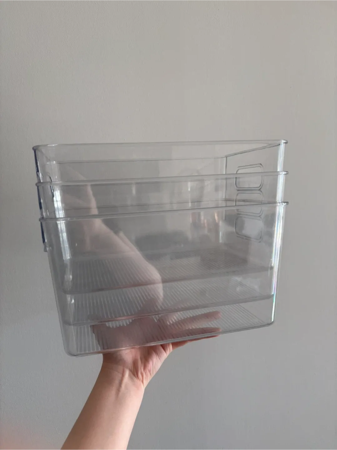 Clear Plastic Storage Bins (Set of 3)