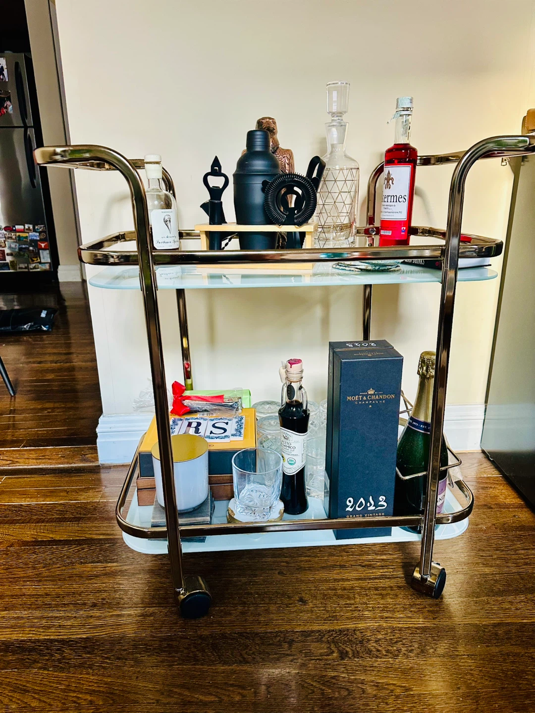 Gold & Glass Bar Cart