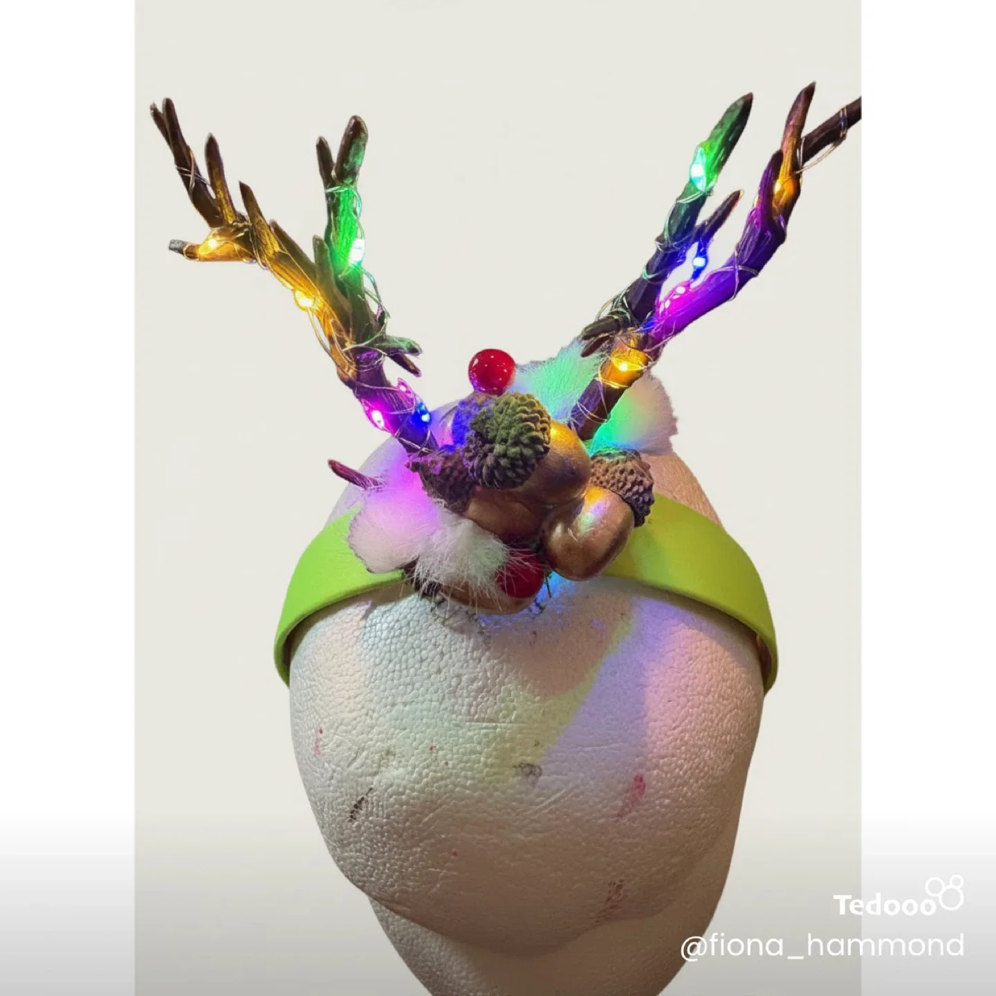 Handmade Reindeer Antler Headband with Lights