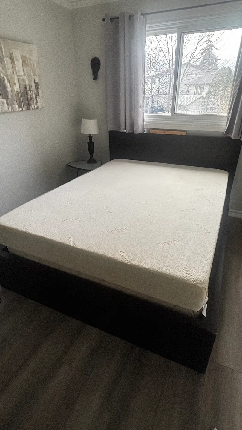 Queen Memory Foam Mattress and bed frame