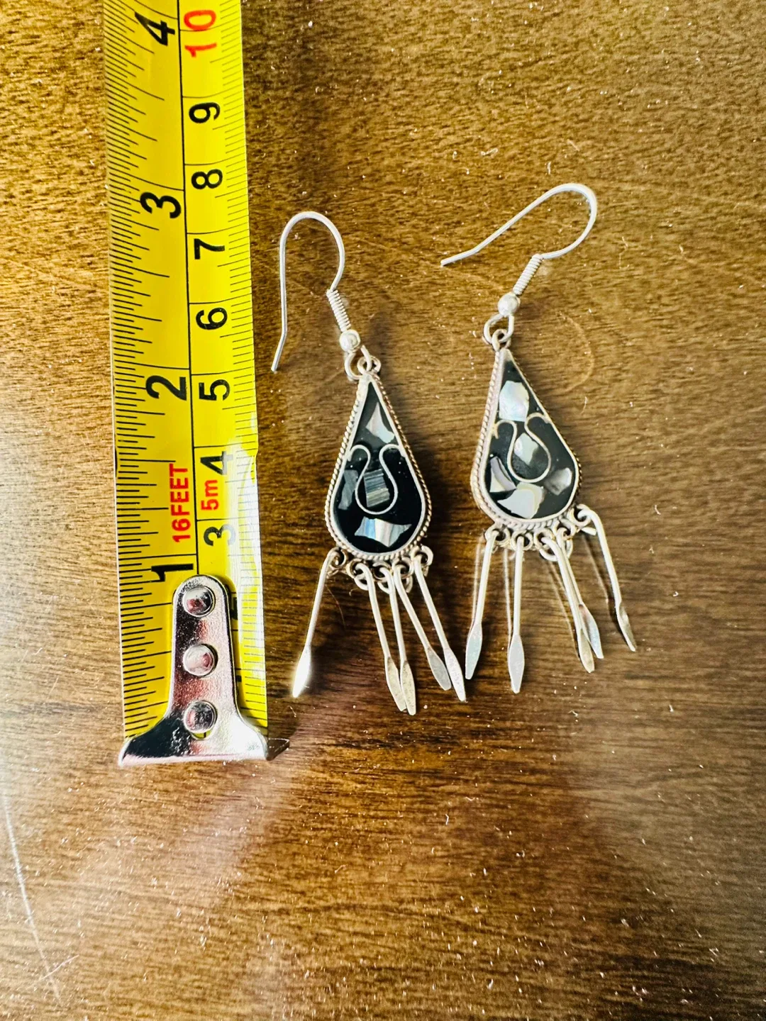 *OBO* Vintage Mexico Silver Black Onyx & MOP Earrings