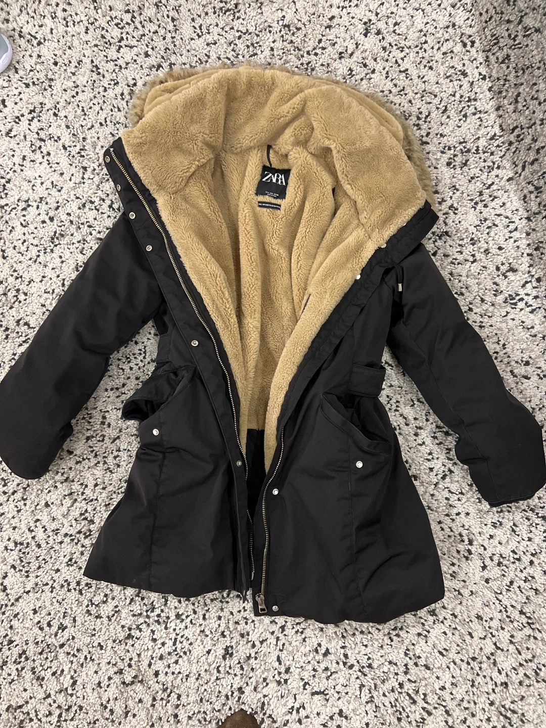 Zara Black Winter Parka - size L