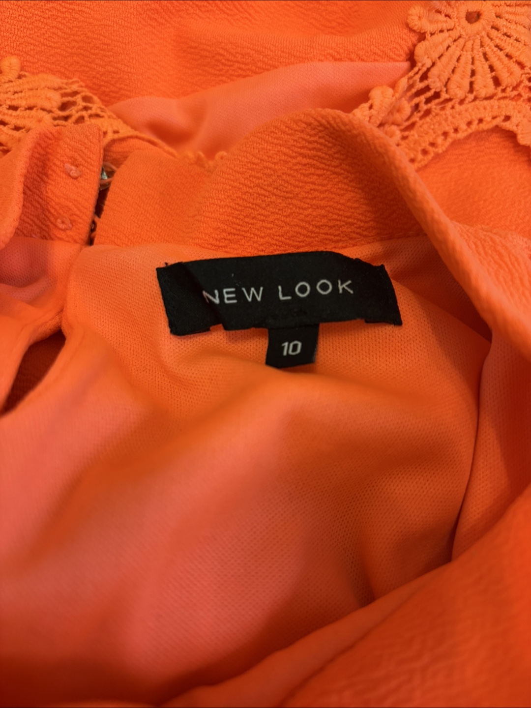 NEW LOOK US 6 Neon Orange Crochet Lace Layered Mini Dress - photo 3