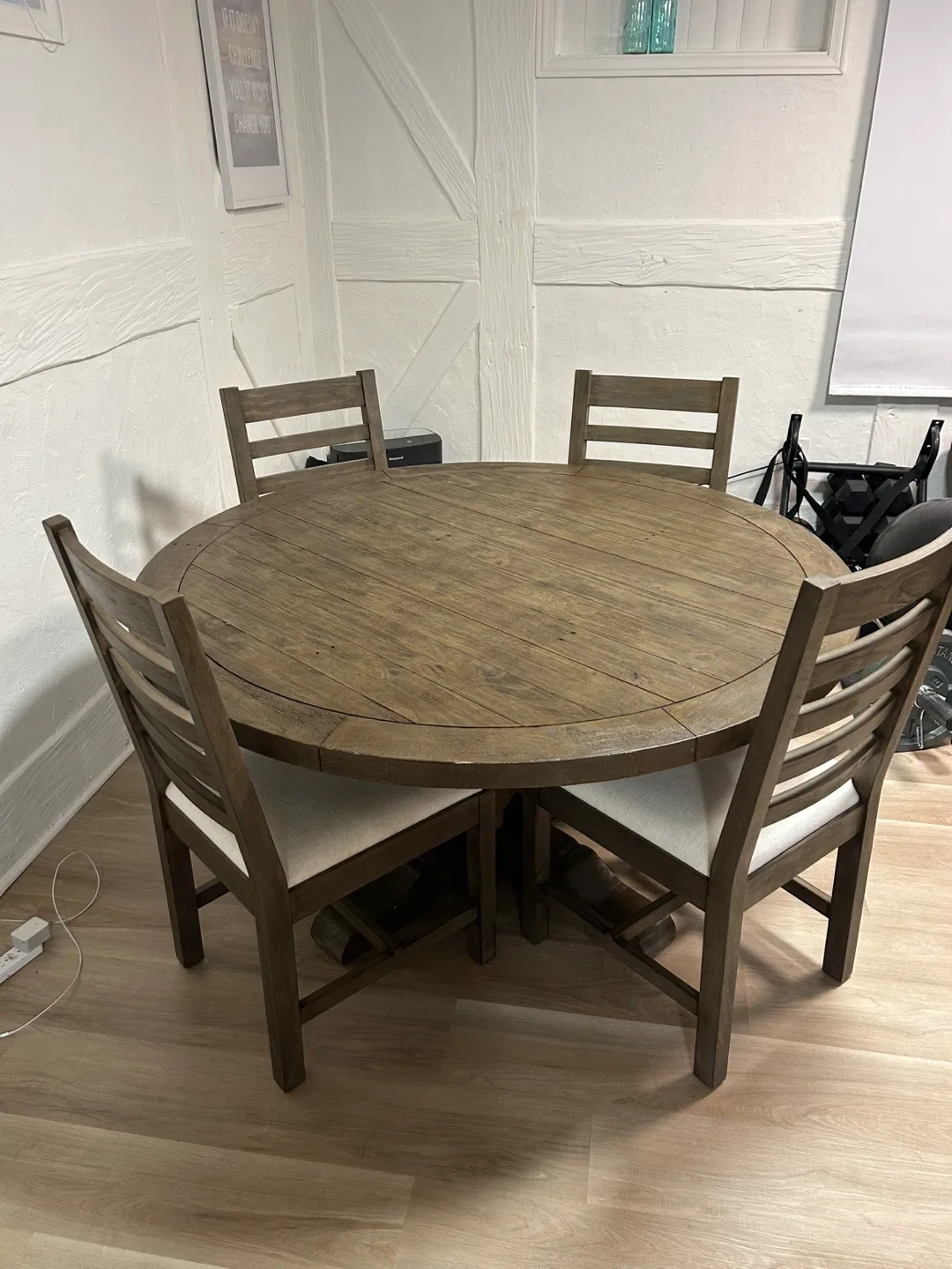 Round Wooden Dining Table with 4 Chairs image indicator(2)