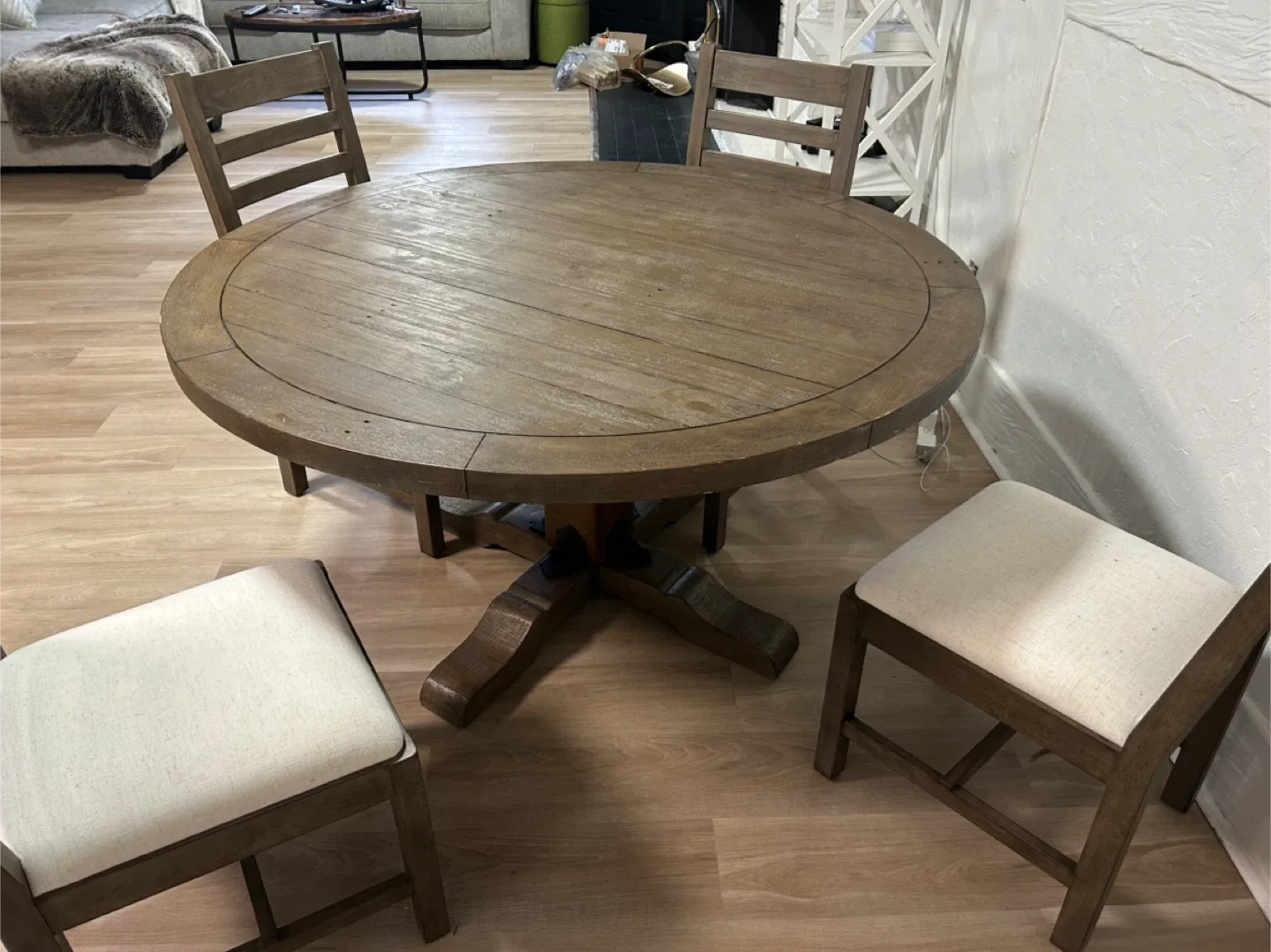 Round Wooden Dining Table with 4 Chairs image indicator(3)