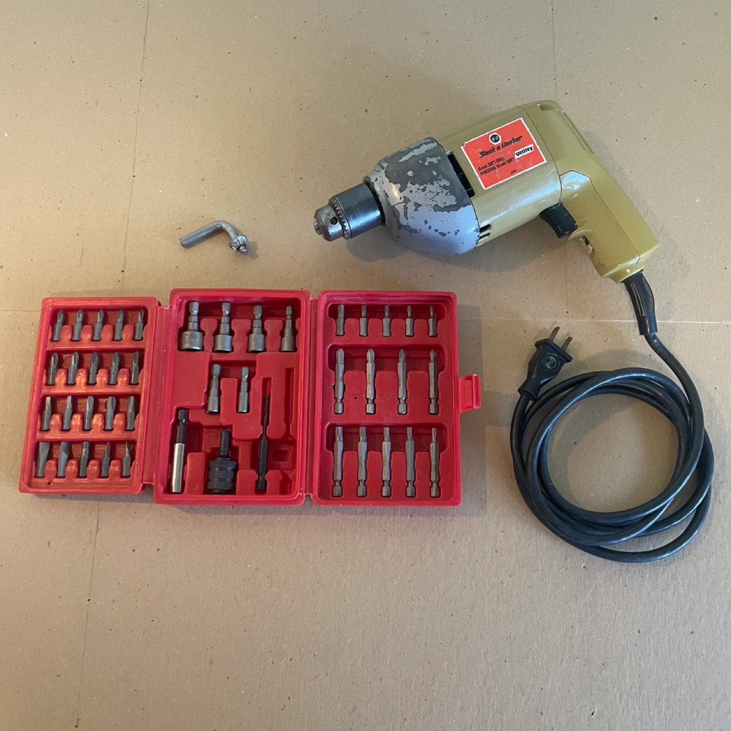 Black & Decker 10mm Corded Drill with Bit Set and Chuck Key