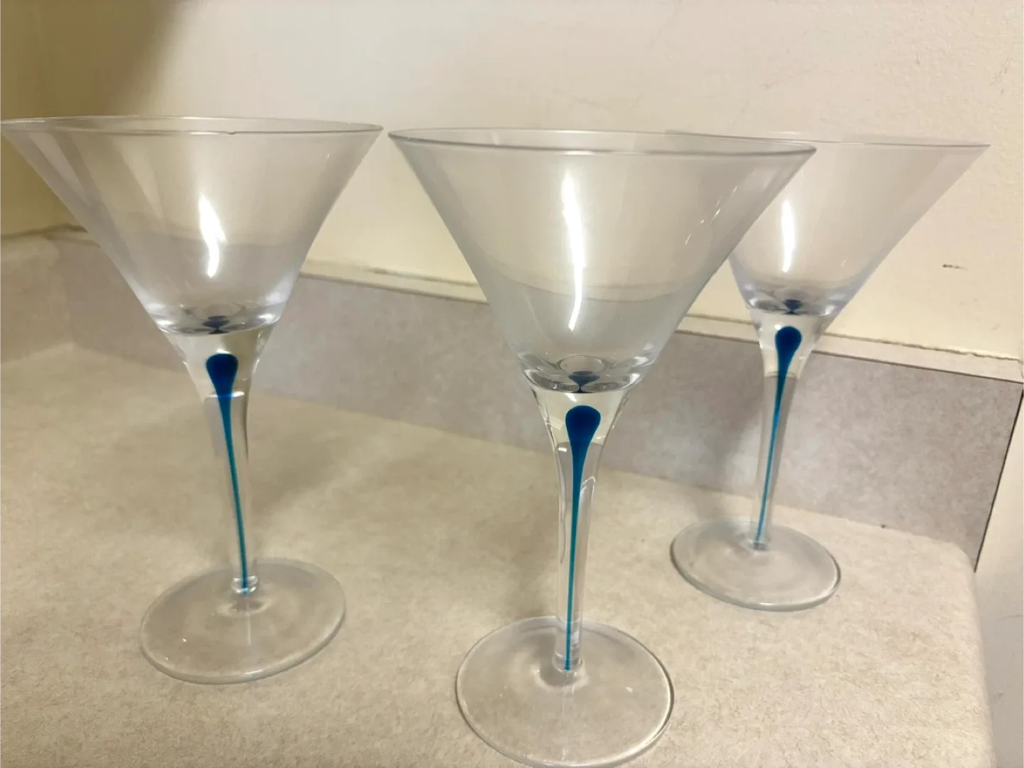 Martini Glasses with Blue Accents - Set of 3 thumbnail