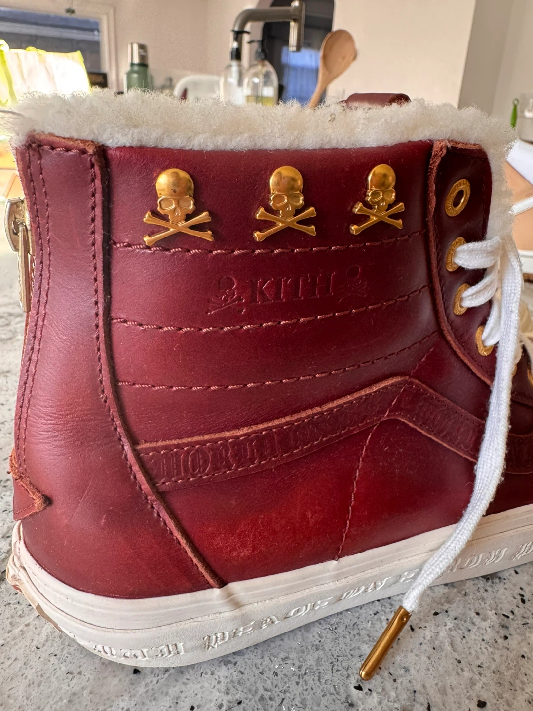 Vans x Kith Burgundy Leather High-Top Sneakers - photo 3
