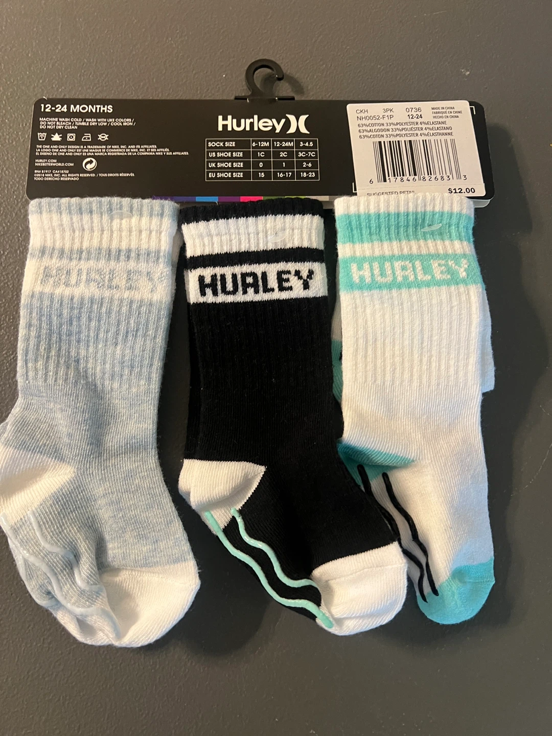Hurley Socks 12-24 Months - 3 Pairs - photo 2