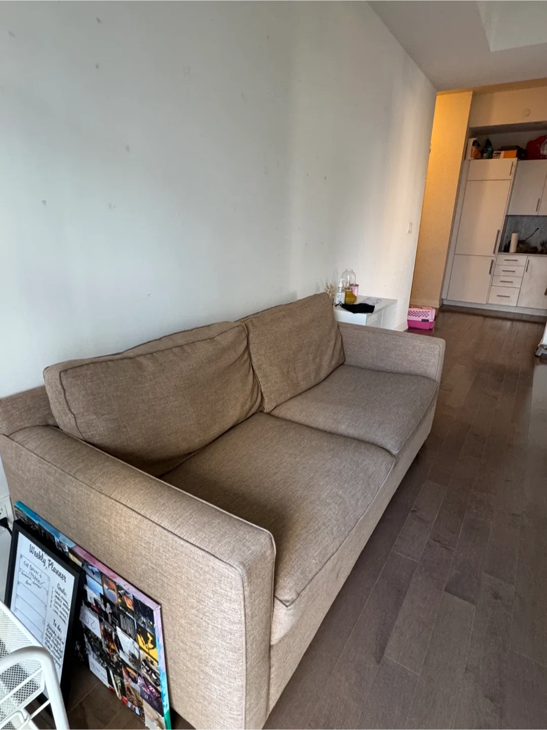 Beige/Brown Crate & Barrel Sofa Couch image indicator(3)