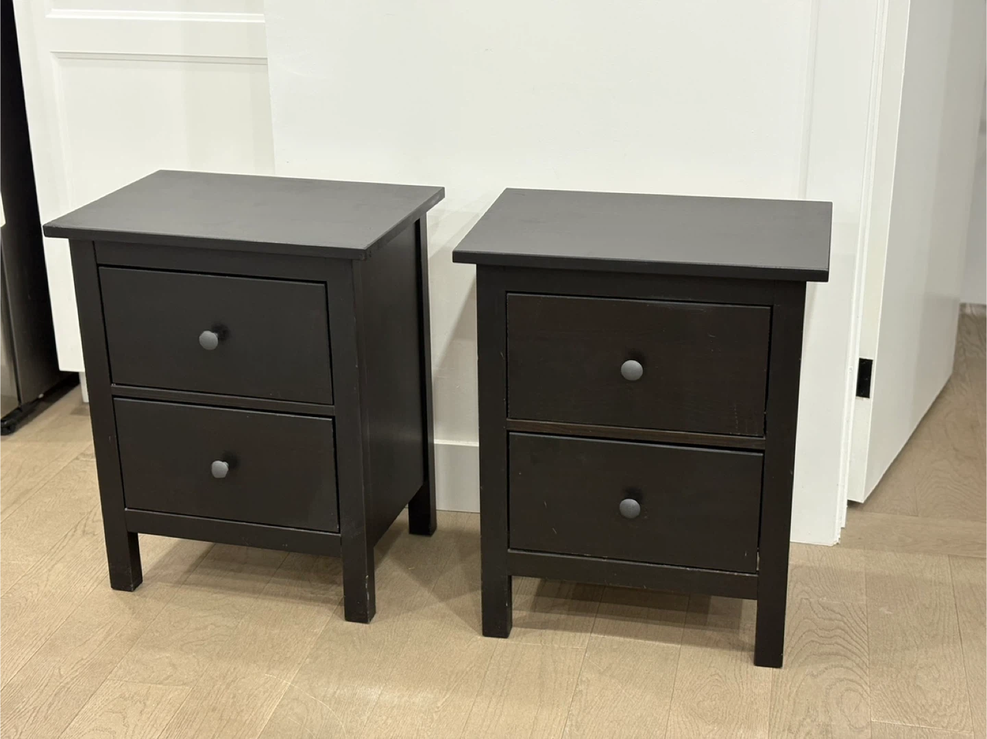 Pair of 2-Drawer Nightstands - Brown/Black