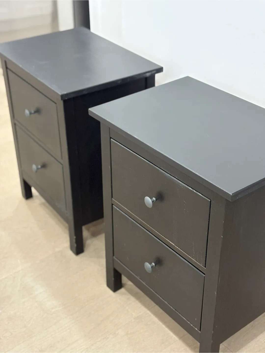 Pair of 2-Drawer Nightstands - Brown/Black