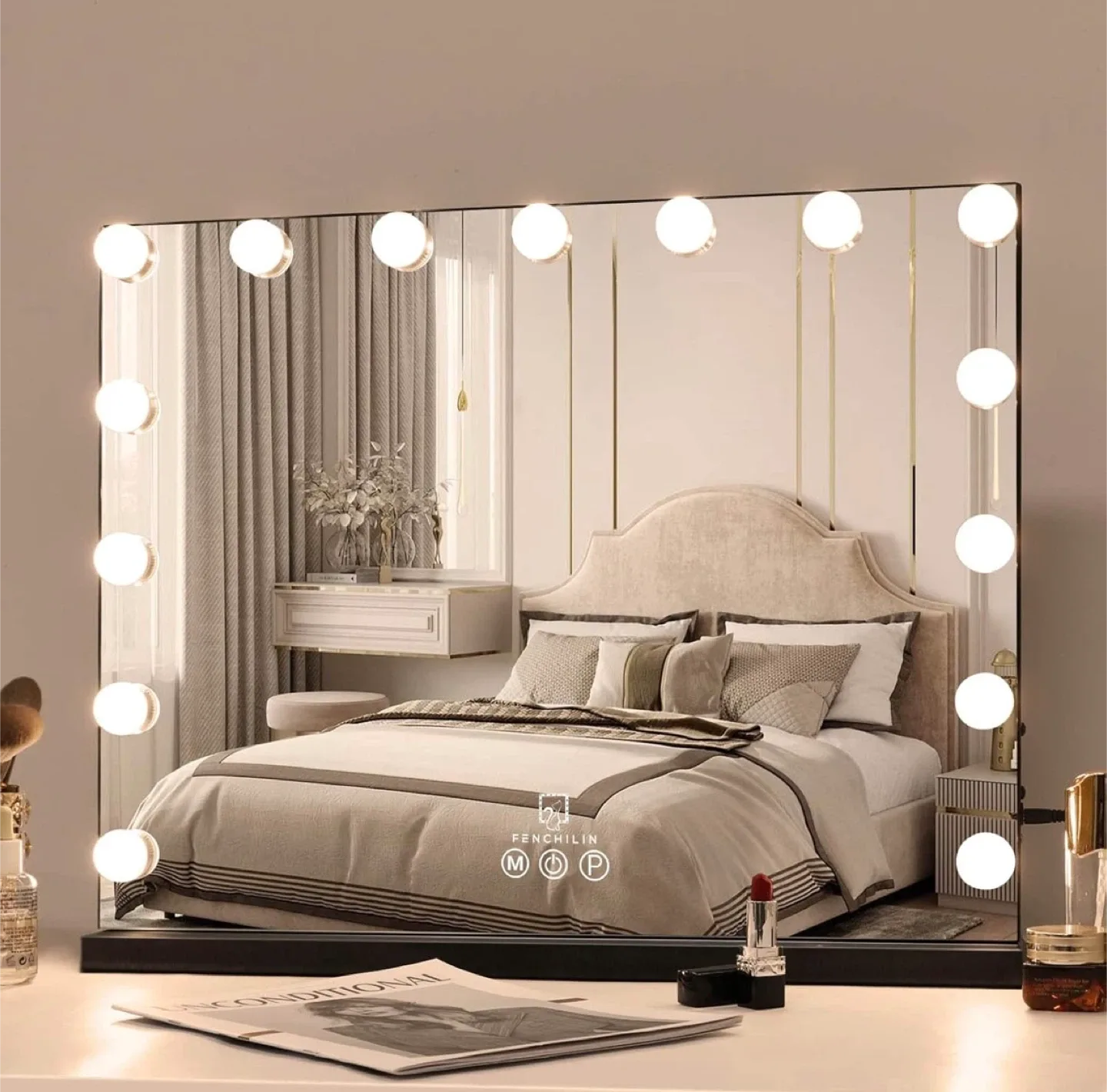 FENCHILIN Lighted Vanity Mirror - 22.8" x 18.1"