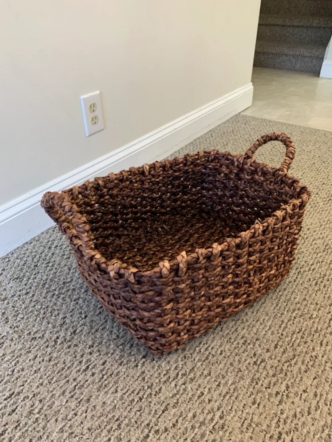 Woven Brown Storage wicker Basket with Handles