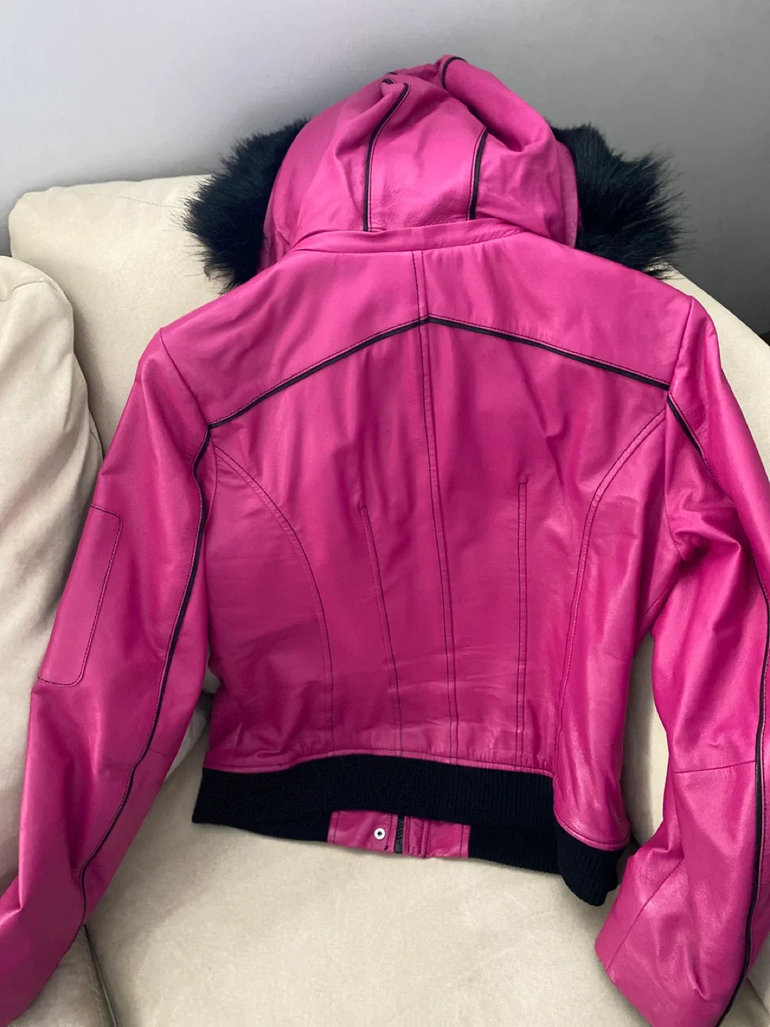 Danier Leather Jacket with Fur Hood - Pink image indicator(2)