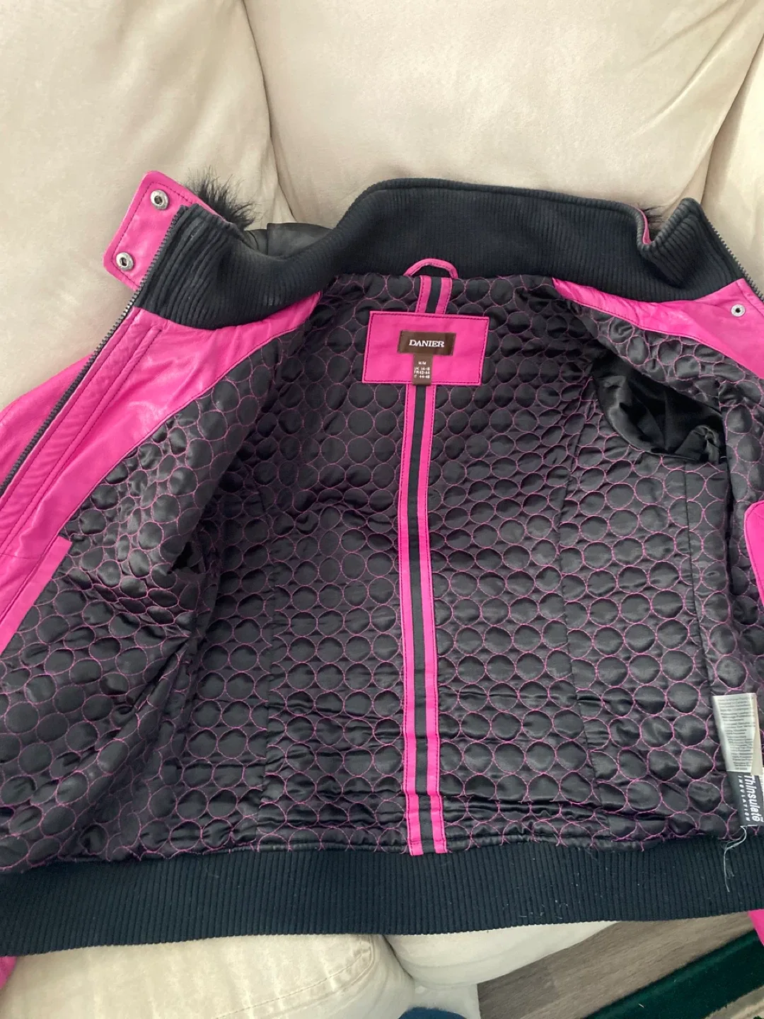 Danier Leather Jacket with Fur Hood - Pink image indicator(3)