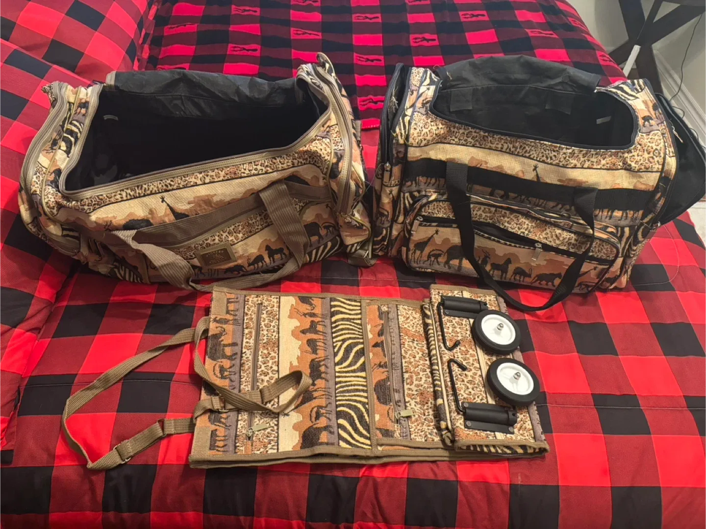 Safari Animal Print Rolling Duffle Bag Set thumbnail
