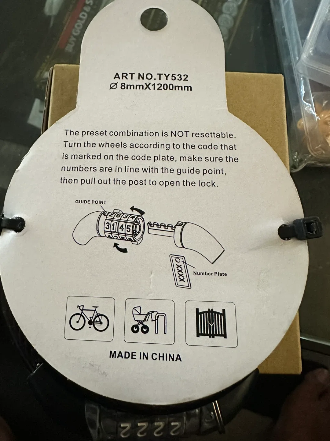 Bike Lock Cable with Combination - image indicator(2)