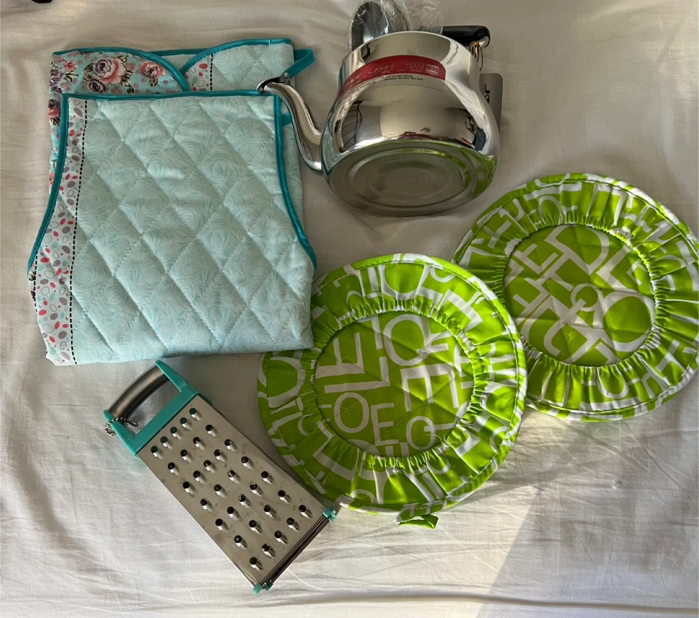 Kitchen Bundle: Tea Kettle, Pot Holders, Grater image indicator(2)