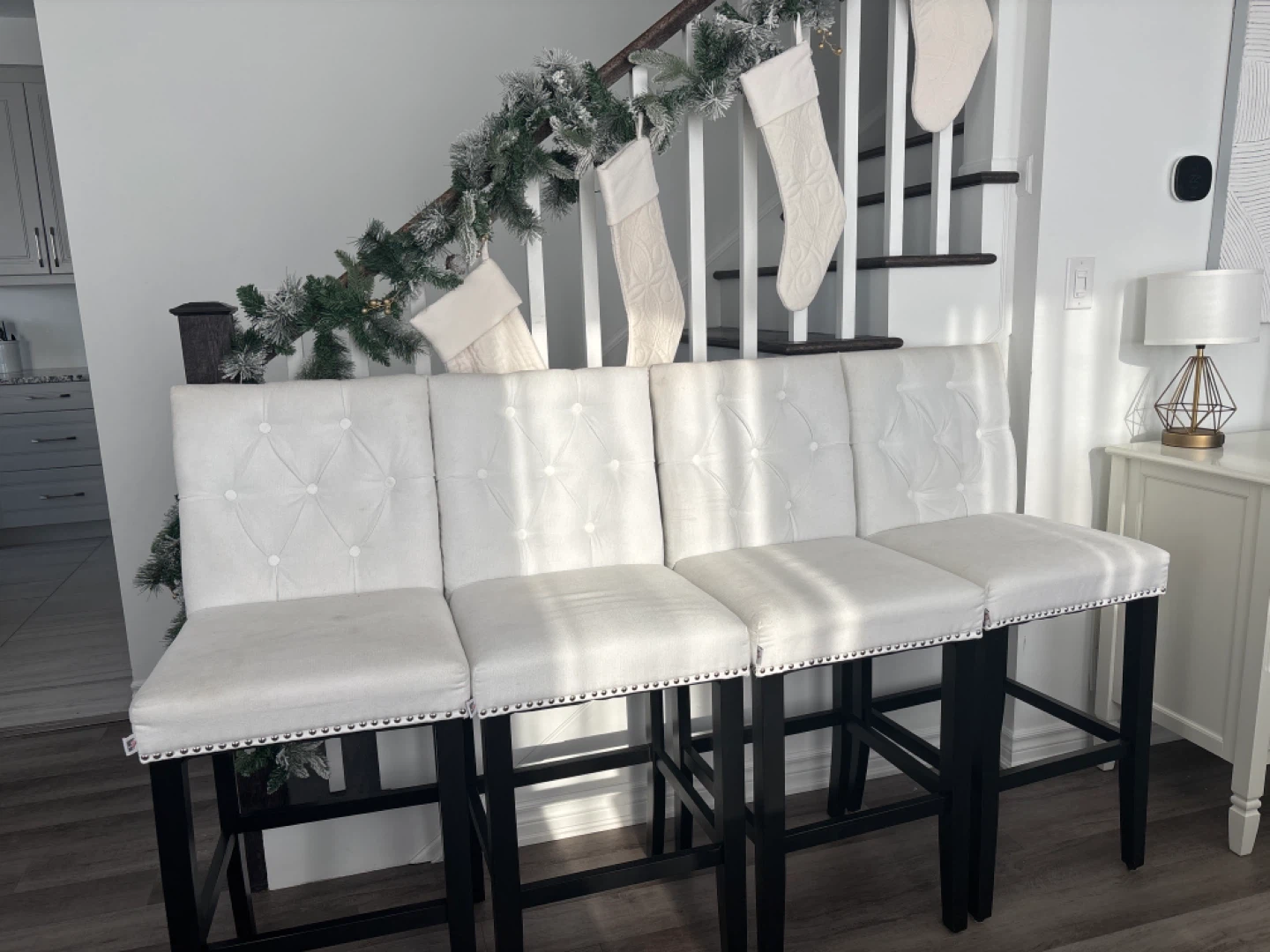 White Upholstered Bar Stools