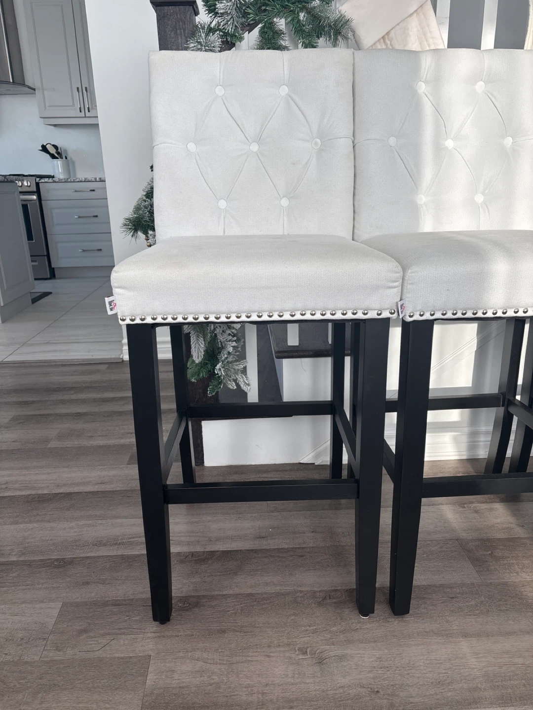 White Upholstered Bar Stools - photo 2