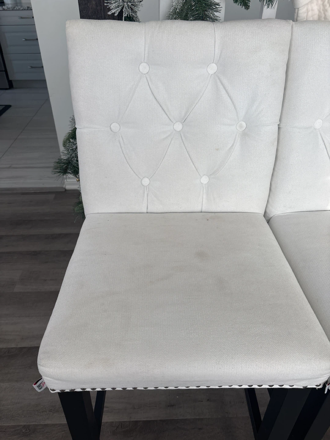White Upholstered Bar Stools - photo 3
